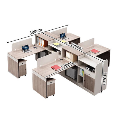 オフィスデスク　事務机　木製オフィスデスク　PCデスク　パーティション　配線穴　サイドキャビネット　エコ板材　オフィスデスク　上品　木目調　カスタマイズ可能　SL-BGZ-026