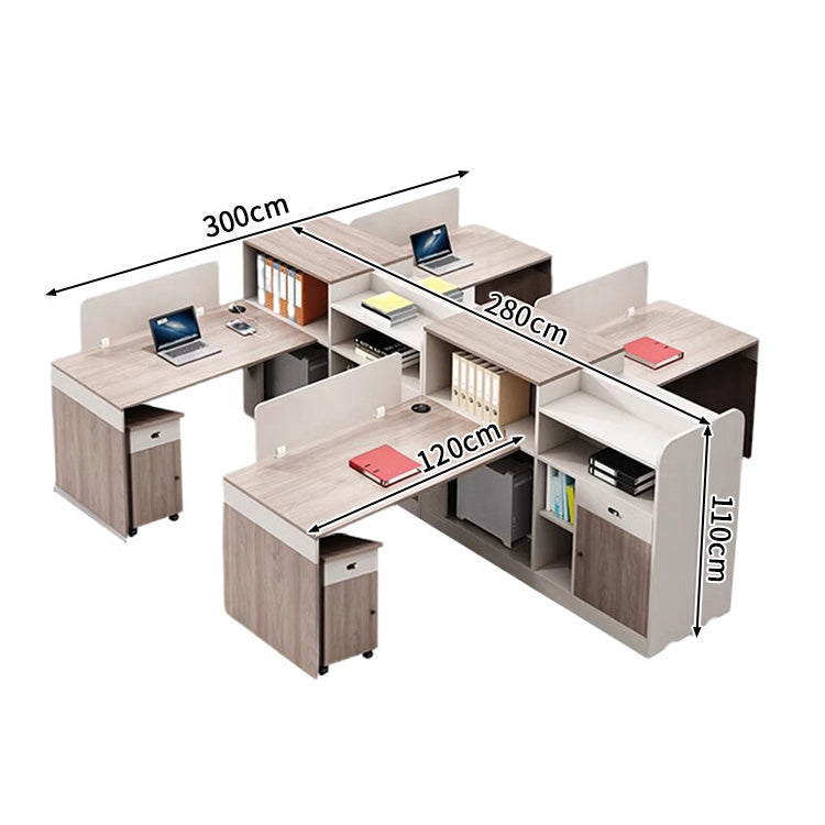 オフィスデスク　事務机　木製オフィスデスク　PCデスク　パーティション　配線穴　サイドキャビネット　エコ板材　オフィスデスク　上品　木目調　カスタマイズ可能　SL-BGZ-026