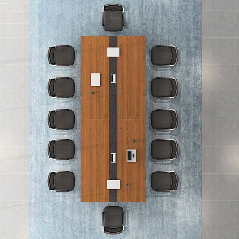 焼付塗装　スチールフレーム　安定性　エコ板材　配線ボックス　テーブル　ミーティング　会議テーブル　木目調　落ち着き　カスタマイズ可能　HYZ-S101