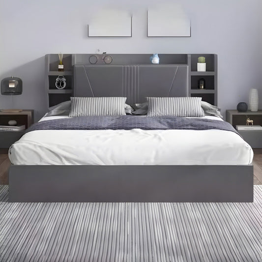 ベッド　二人用　ヘッドボード　背もたれクッション　大容量　収納　ベッド下収納　サイドテーブル　オシャレ　カスタマイズ可能　BED-S051