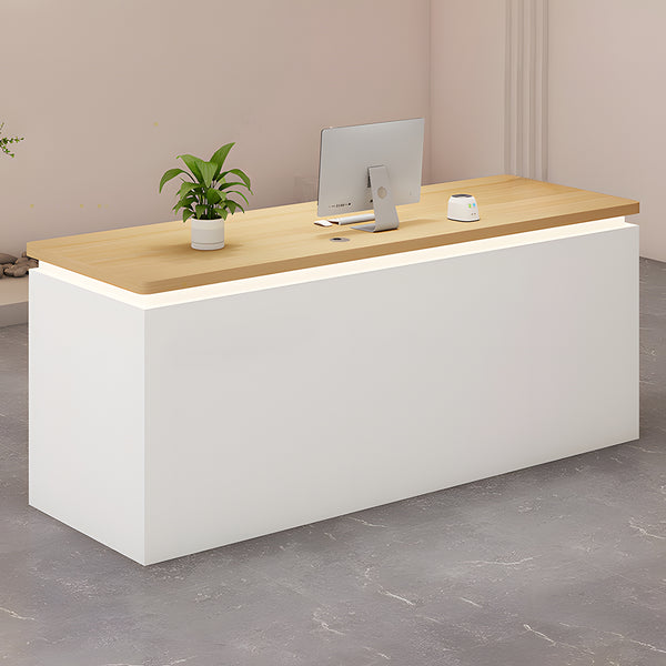 【受付カウンター】木目調 ロック付き 扉付き・高級感がありロゴ入れも可能な受付台　JDT-S203