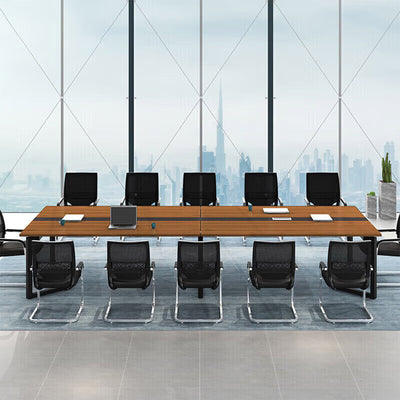 焼付塗装　スチールフレーム　安定性　エコ板材　配線ボックス　テーブル　ミーティング　会議テーブル　木目調　落ち着き　カスタマイズ可能　HYZ-S101