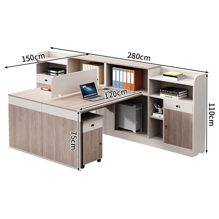 オフィスデスク　事務机　木製オフィスデスク　PCデスク　パーティション　配線穴　サイドキャビネット　エコ板材　オフィスデスク　上品　木目調　カスタマイズ可能　SL-BGZ-026