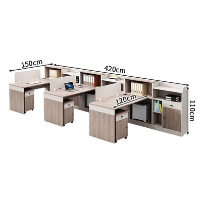 オフィスデスク　事務机　木製オフィスデスク　PCデスク　パーティション　配線穴　サイドキャビネット　エコ板材　オフィスデスク　上品　木目調　カスタマイズ可能　SL-BGZ-026