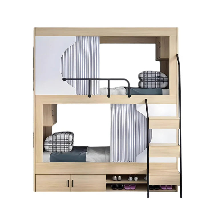二段ベッド　親子ベッド　はしご　スチール　収納　開き戸　シューズボックス　ナチュラル　カスタマイズ可能　SCC-T041