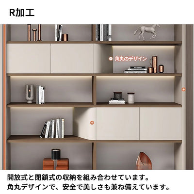 オフィスキャビネット　オフィス収納　書類収納キャビネット　分類収納　オープン収納　陳列棚　エコ素材　R加工　高級感　MG-CWG-GH30