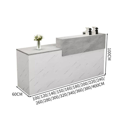 受付カウンター　レジカウンター　受付台　カウンター　収納棚　引き出し付き　キーボードトレイ付き　袖机　配線穴付き　ホワイト　カスタマイズ可能　JDT-K-111 