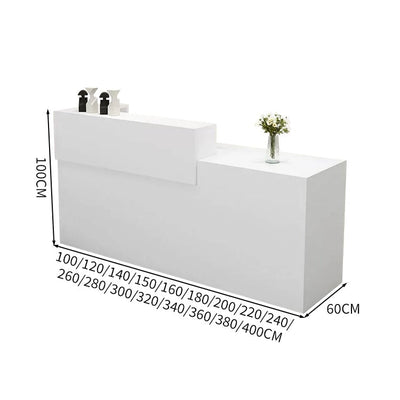 受付カウンター　レジカウンター　受付台　カウンター　収納棚　引き出し付き　キーボードトレイ付き　袖机　配線穴付き　ホワイト　カスタマイズ可能　JDT-K-111 