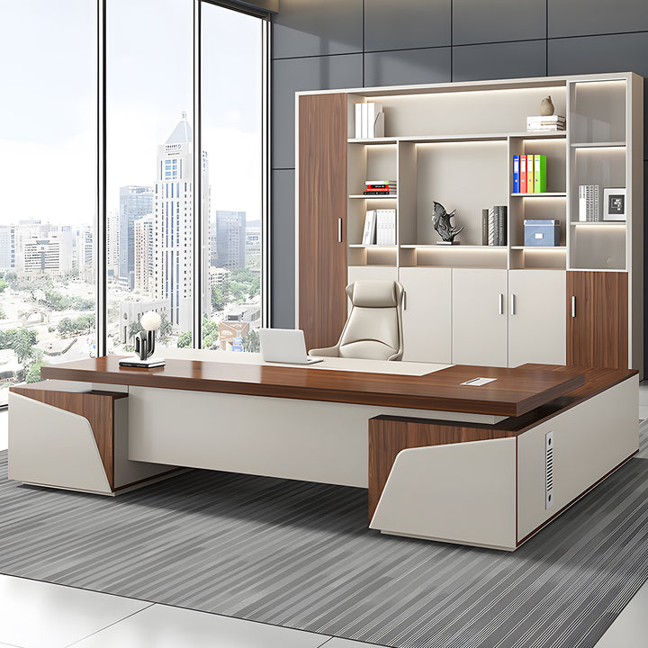 配線ボックス エッジ加工 通気孔付き エグゼクティブデスク 役員デスク