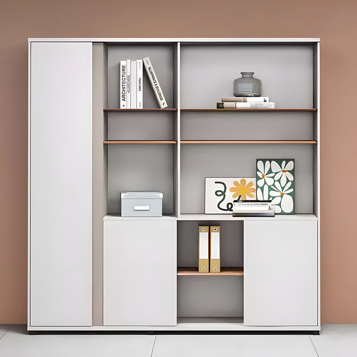 オフィスキャビネット ディスプレイラック 木製書庫 本棚 キャビネット