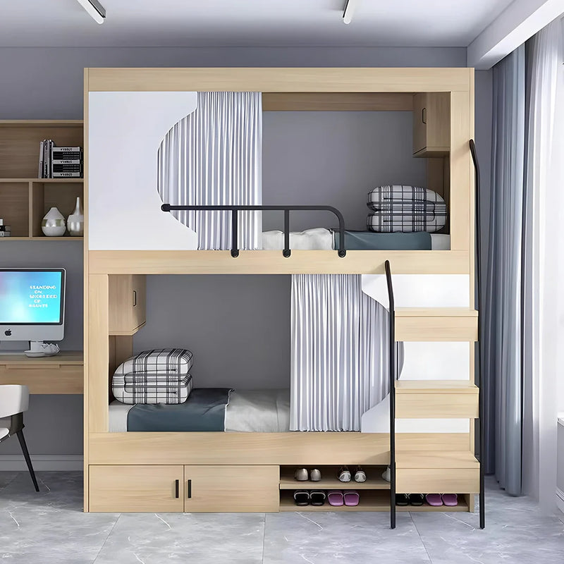 二段ベッド　親子ベッド　はしご　スチール　収納　開き戸　シューズボックス　ナチュラル　カスタマイズ可能　SCC-T041