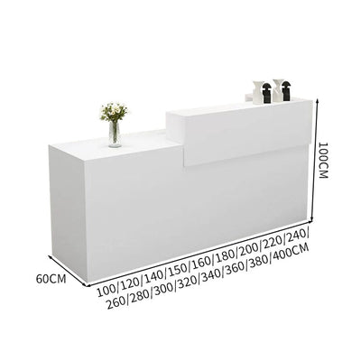 受付カウンター　レジカウンター　受付台　カウンター　収納棚　引き出し付き　キーボードトレイ付き　袖机　配線穴付き　ホワイト　カスタマイズ可能　JDT-K-111 