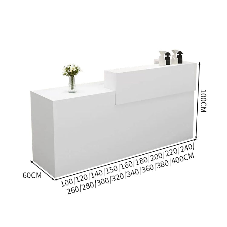 受付カウンター　レジカウンター　受付台　カウンター　収納棚　引き出し付き　キーボードトレイ付き　袖机　配線穴付き　ホワイト　カスタマイズ可能　JDT-K-111 