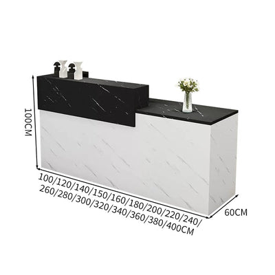 受付カウンター　レジカウンター　受付台　カウンター　収納棚　引き出し付き　キーボードトレイ付き　袖机　配線穴付き　ホワイト　カスタマイズ可能　JDT-K-111 