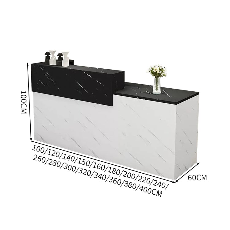 受付カウンター　レジカウンター　受付台　カウンター　収納棚　引き出し付き　キーボードトレイ付き　袖机　配線穴付き　ホワイト　カスタマイズ可能　JDT-K-111 