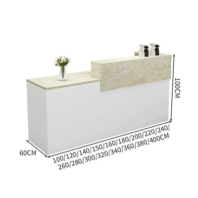 受付カウンター　レジカウンター　受付台　カウンター　収納棚　引き出し付き　キーボードトレイ付き　袖机　配線穴付き　ホワイト　カスタマイズ可能　JDT-K-111 