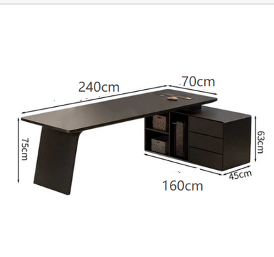 役員用デスク　ビジネスオーナーデスク　ハイクラスデスク　エグゼクティブデスク　木目調　サイドキャビネット　分類収納　Ｒ加工　シンプル　機能性　カスタマイズ可能　LBZ-S075