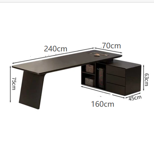 役員用デスク　ビジネスオーナーデスク　ハイクラスデスク　エグゼクティブデスク　木目調　サイドキャビネット　分類収納　Ｒ加工　シンプル　機能性　カスタマイズ可能　LBZ-S075