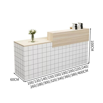 受付カウンター　レジカウンター　受付台　カウンター　収納棚　引き出し付き　キーボードトレイ付き　袖机　配線穴付き　ホワイト　カスタマイズ可能　JDT-K-111 
