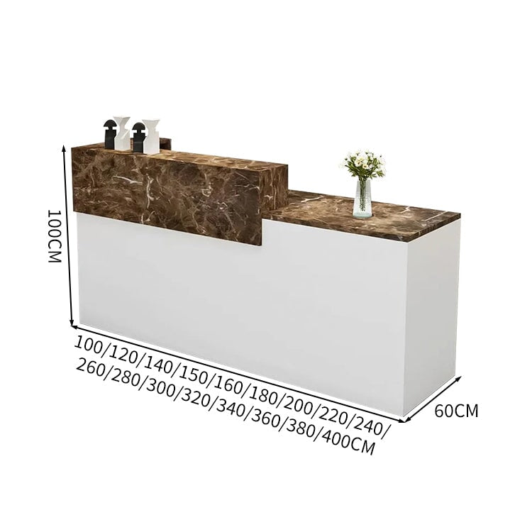 受付カウンター　レジカウンター　受付台　カウンター　収納棚　引き出し付き　キーボードトレイ付き　袖机　配線穴付き　ホワイト　カスタマイズ可能　JDT-K-111 