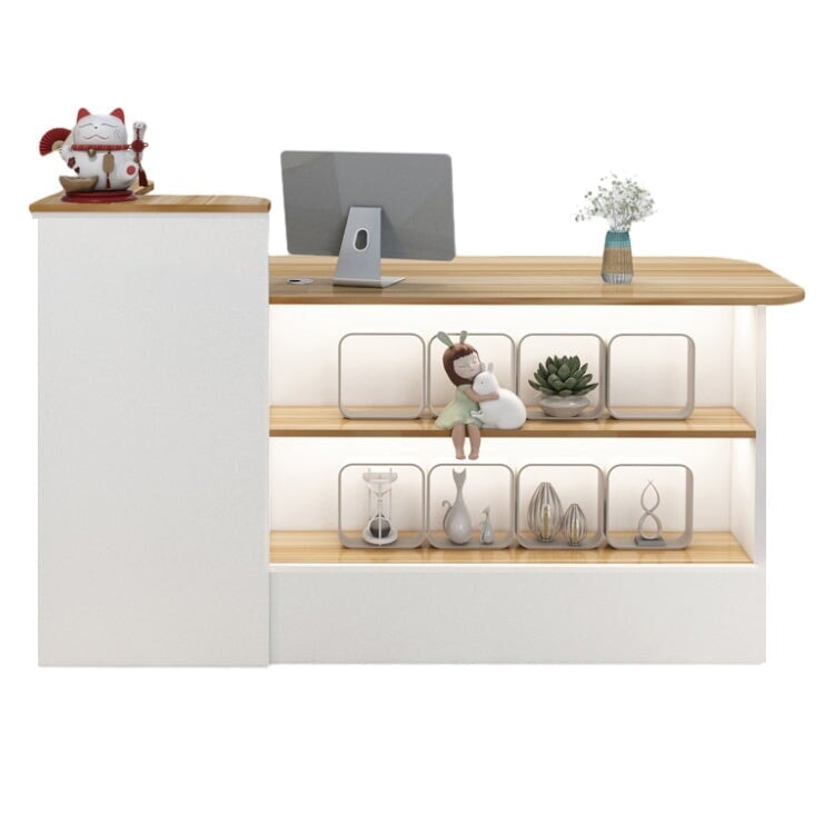 受付カウンター　レジカウンター　オフィス受付　鍵付き　配線穴付き　角丸　シンプル　ホワイト　カスタマイズ可能　JDT-M-104