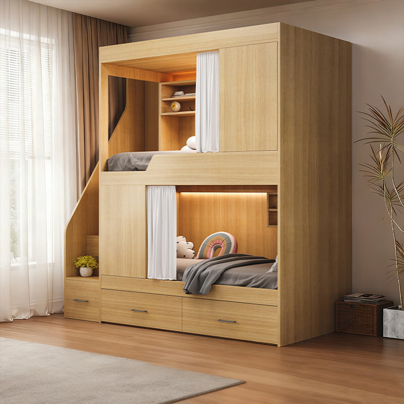 二段ベッド　親子ベッド　はしご　スチール　収納　開き戸　シューズボックス　ナチュラル　カスタマイズ可能　SCC-T041