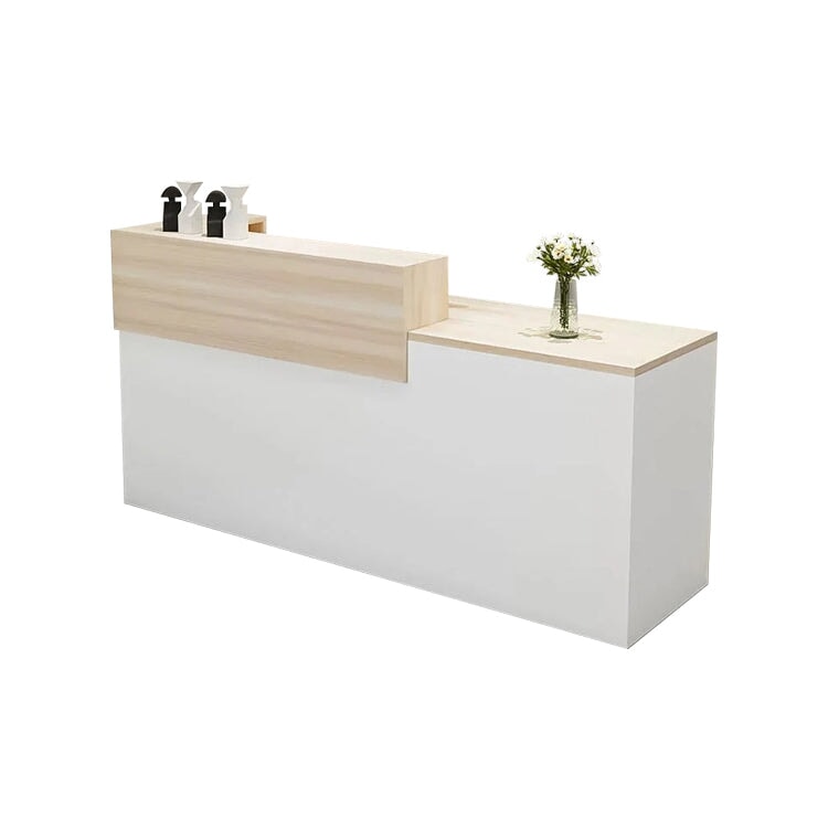 受付カウンター　レジカウンター　受付台　カウンター　収納棚　引き出し付き　キーボードトレイ付き　袖机　配線穴付き　ホワイト　カスタマイズ可能　JDT-K-111 