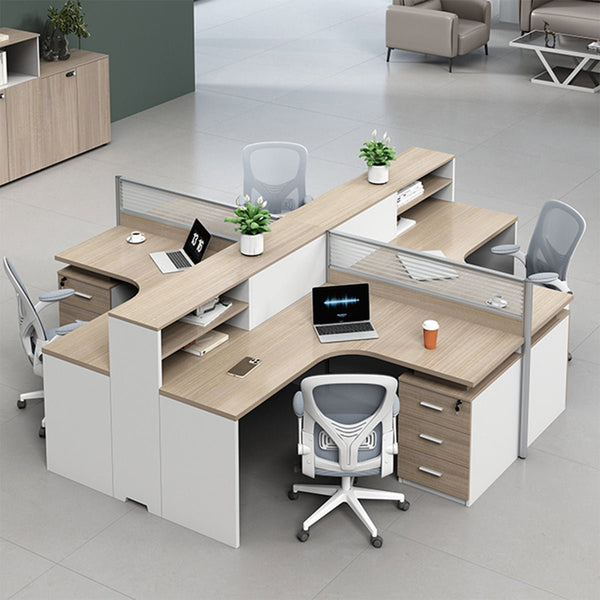 【オフィスデスク】L 字天板 トップパネル 収納機能 集中ブース・シリンダー錠付き 落ち着いたウォールナットのオフィスデスク　BGZ-S207