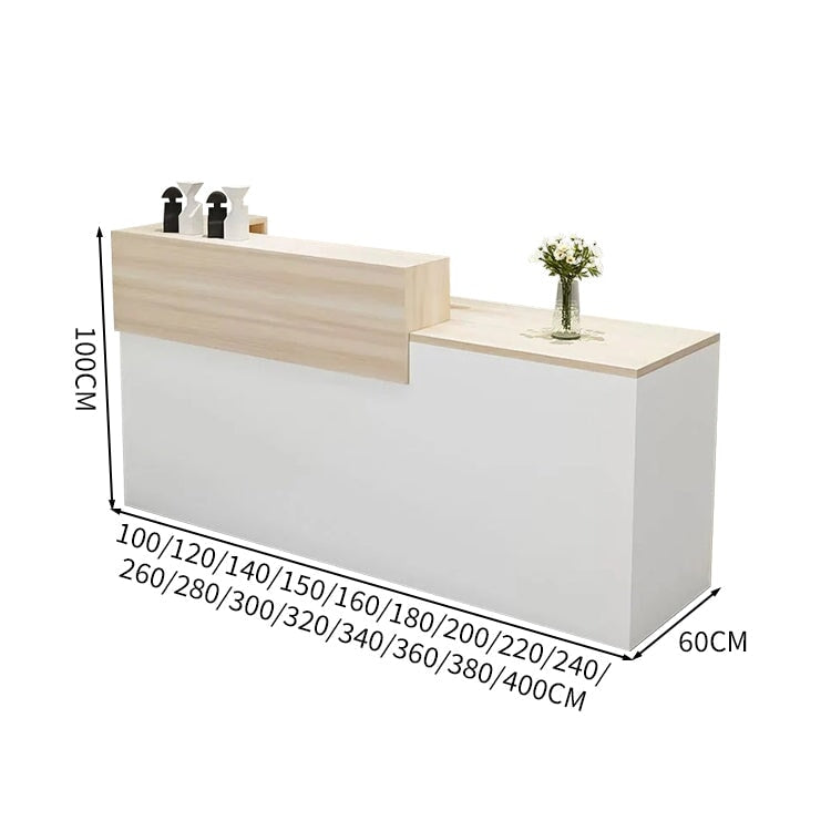 受付カウンター　レジカウンター　受付台　カウンター　収納棚　引き出し付き　キーボードトレイ付き　袖机　配線穴付き　ホワイト　カスタマイズ可能　JDT-K-111 