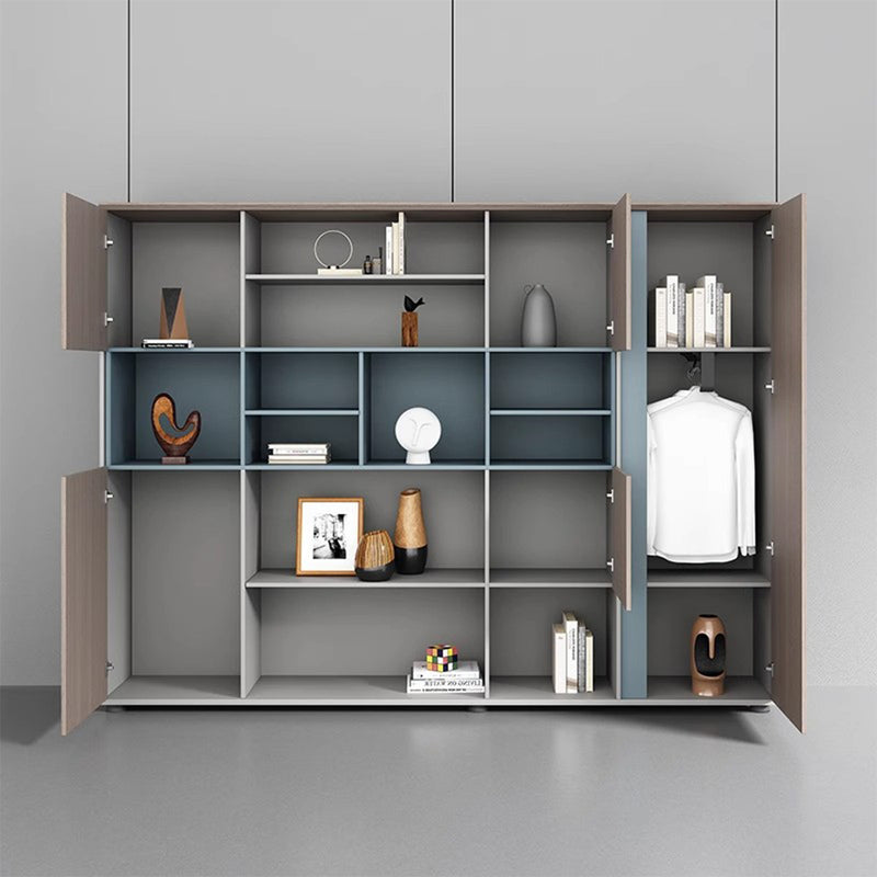 オフィスキャビネット　オフィス収納　書類収納キャビネット　分類収納　オープン収納　陳列棚　エコ素材　カラフル　木目調　ブルー　MG-CWG-GH32