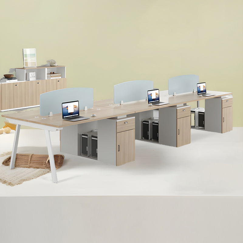 パソコンデスク　収納付きデスク　事務机　ワークデスク　コンパクトデスク　オフィスデスク　エコ素材　サイドキャビネット　PC収納　パーティション付き　ナチュラル　ホワイト　XT-BGZ-20243