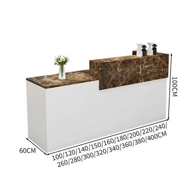 受付カウンター　レジカウンター　受付台　カウンター　収納棚　引き出し付き　キーボードトレイ付き　袖机　配線穴付き　ホワイト　カスタマイズ可能　JDT-K-111 