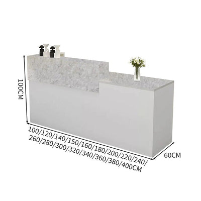 受付カウンター　レジカウンター　受付台　カウンター　収納棚　引き出し付き　キーボードトレイ付き　袖机　配線穴付き　ホワイト　カスタマイズ可能　JDT-K-111 