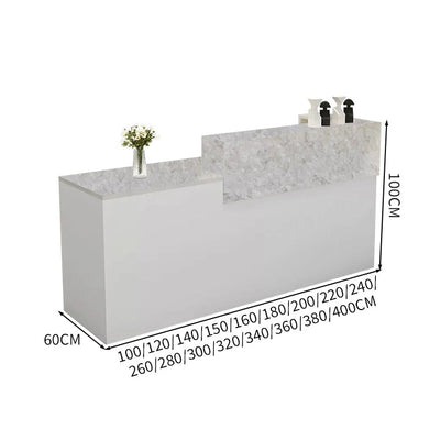 受付カウンター　レジカウンター　受付台　カウンター　収納棚　引き出し付き　キーボードトレイ付き　袖机　配線穴付き　ホワイト　カスタマイズ可能　JDT-K-111 