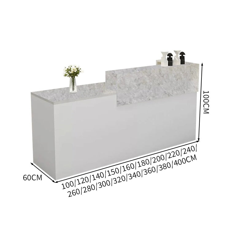 受付カウンター　レジカウンター　受付台　カウンター　収納棚　引き出し付き　キーボードトレイ付き　袖机　配線穴付き　ホワイト　カスタマイズ可能　JDT-K-111 