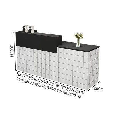 受付カウンター　レジカウンター　受付台　カウンター　収納棚　引き出し付き　キーボードトレイ付き　袖机　配線穴付き　ホワイト　カスタマイズ可能　JDT-K-111 