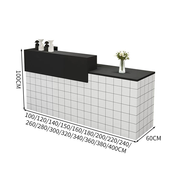 受付カウンター　レジカウンター　受付台　カウンター　収納棚　引き出し付き　キーボードトレイ付き　袖机　配線穴付き　ホワイト　カスタマイズ可能　JDT-K-111 