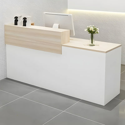 受付カウンター　レジカウンター　受付台　カウンター　収納棚　引き出し付き　キーボードトレイ付き　袖机　配線穴付き　ホワイト　カスタマイズ可能　JDT-K-111 