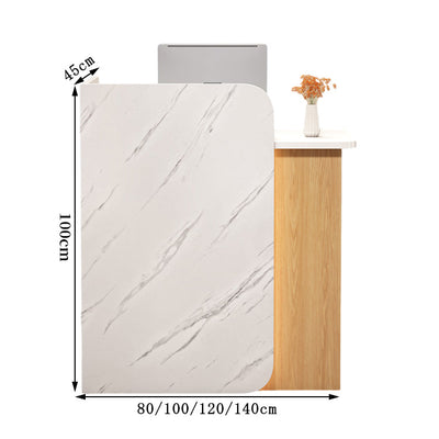 受付カウンター　レジカウンター　受付台　店舗カウンター　会社　事務所　引き出し　優れた収納力　キーボードトレイ付き　木製　シンプル　ホワイト　ナチュラル　カスタマイズ可能　JDT - S003 - Kagushop