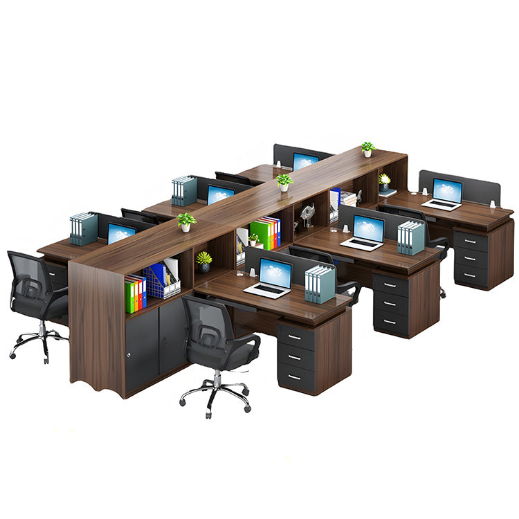 パソコンデスク　収納付きデスク　事務机　ワークデスク　コンパクトデスク　オフィスデスク　サイドキャビネット　PC収納　キーボード引き出し付き　ウォールナット　ブラック　XT-BGZ-20247