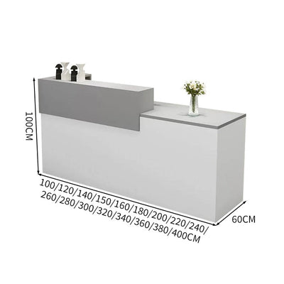 受付カウンター　レジカウンター　受付台　カウンター　収納棚　引き出し付き　キーボードトレイ付き　袖机　配線穴付き　ホワイト　カスタマイズ可能　JDT-K-111 
