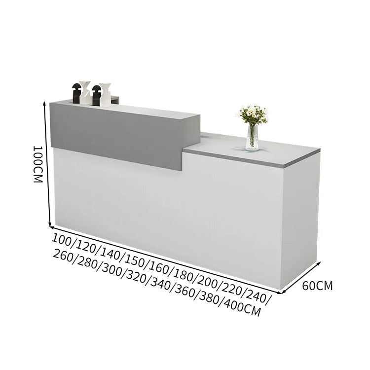 受付カウンター　レジカウンター　受付台　カウンター　収納棚　引き出し付き　キーボードトレイ付き　袖机　配線穴付き　ホワイト　カスタマイズ可能　JDT-K-111 