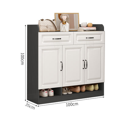 シューズボックス　下駄箱　玄関収納　靴収納　引き出し付き　実用　便利　可動棚板　カスタマイズ可能　XG-S007