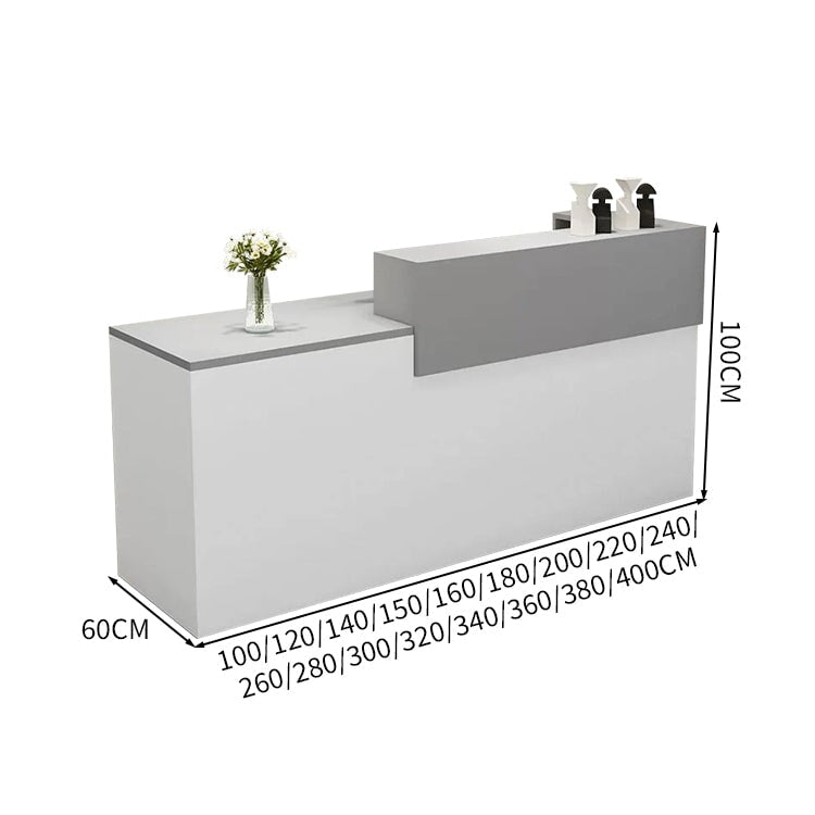 受付カウンター　レジカウンター　受付台　カウンター　収納棚　引き出し付き　キーボードトレイ付き　袖机　配線穴付き　ホワイト　カスタマイズ可能　JDT-K-111 