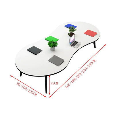 会議テーブル　ミーティングテーブル　会議机　会議室　ワークデスク　スチールフレーム　カーブ型天板　シンプル　ホワイト　カスタマイズ可能　kaguyasu