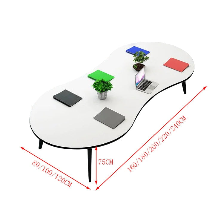 会議テーブル　ミーティングテーブル　会議机　会議室　ワークデスク　スチールフレーム　カーブ型天板　シンプル　ホワイト　カスタマイズ可能　kaguyasu