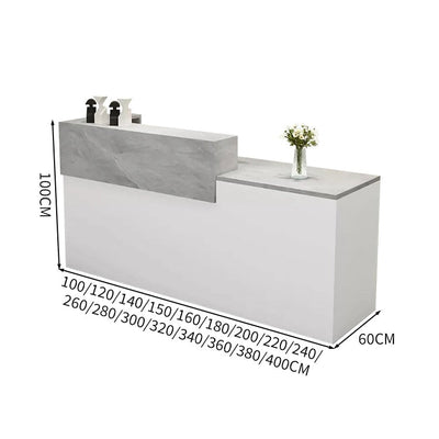 受付カウンター　レジカウンター　受付台　カウンター　収納棚　引き出し付き　キーボードトレイ付き　袖机　配線穴付き　ホワイト　カスタマイズ可能　JDT-K-111 