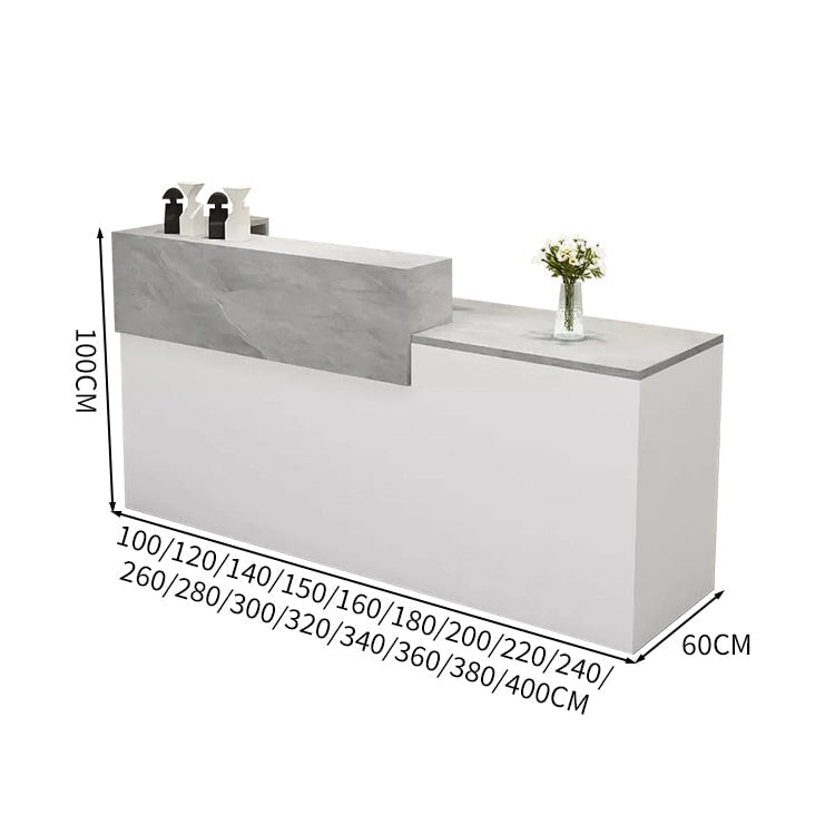 受付カウンター　レジカウンター　受付台　カウンター　収納棚　引き出し付き　キーボードトレイ付き　袖机　配線穴付き　ホワイト　カスタマイズ可能　JDT-K-111 