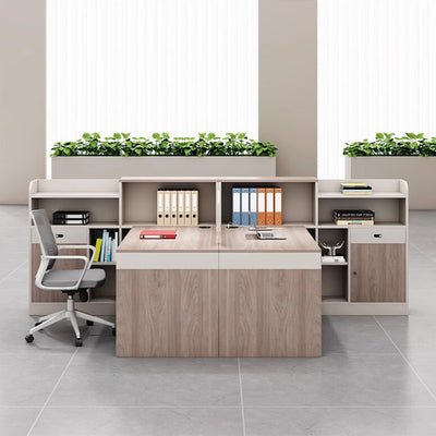 オフィスデスク　事務机　木製オフィスデスク　PCデスク　パーティション　配線穴　サイドキャビネット　エコ板材　オフィスデスク　上品　木目調　カスタマイズ可能　SL-BGZ-026