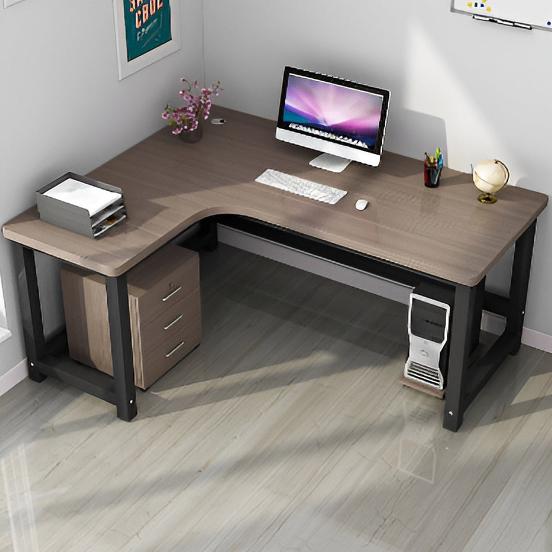 L字型天板 広め ゆとり 配線孔 スチールフレーム 安定性 メラミン化粧